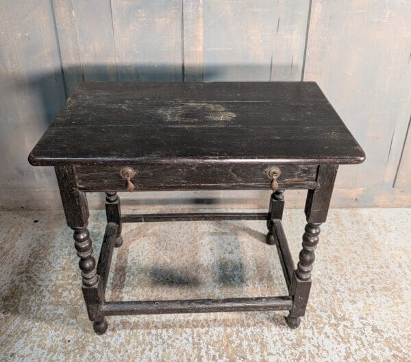 Simple Early Styled Dark Oak Small Credence Table with Drawer