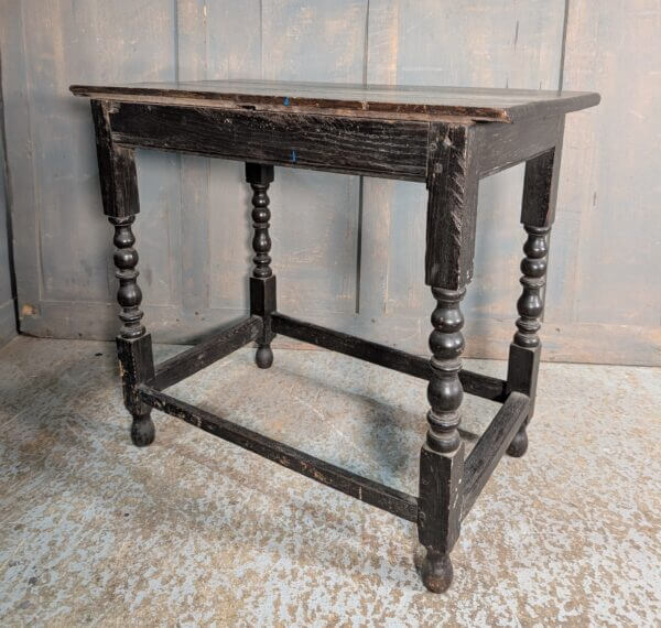 Simple Early Styled Dark Oak Small Credence Table with Drawer