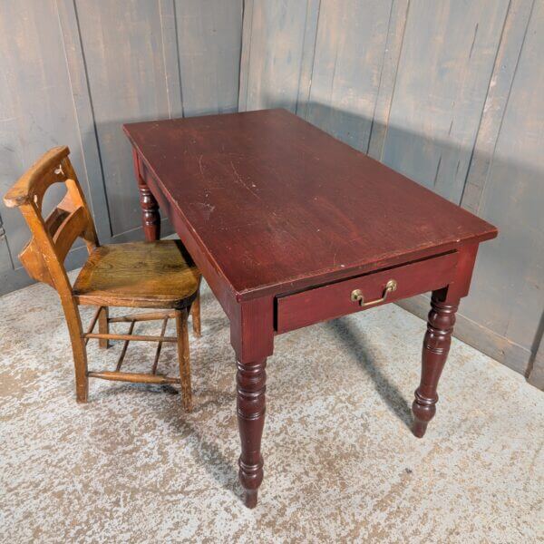 Victorian Pine Smaller Size Kitchen Table with Drawer