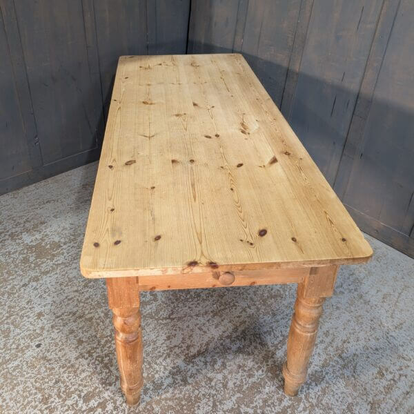 Classic Good Sized Pine Kitchen Table with Two Drawers