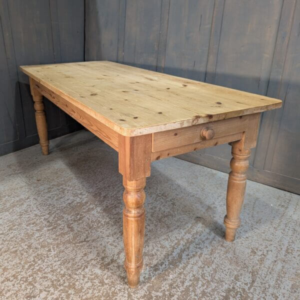 Classic Good Sized Pine Kitchen Table with Two Drawers