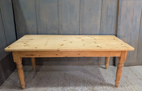 Classic Good Sized Pine Kitchen Table with Two Drawers