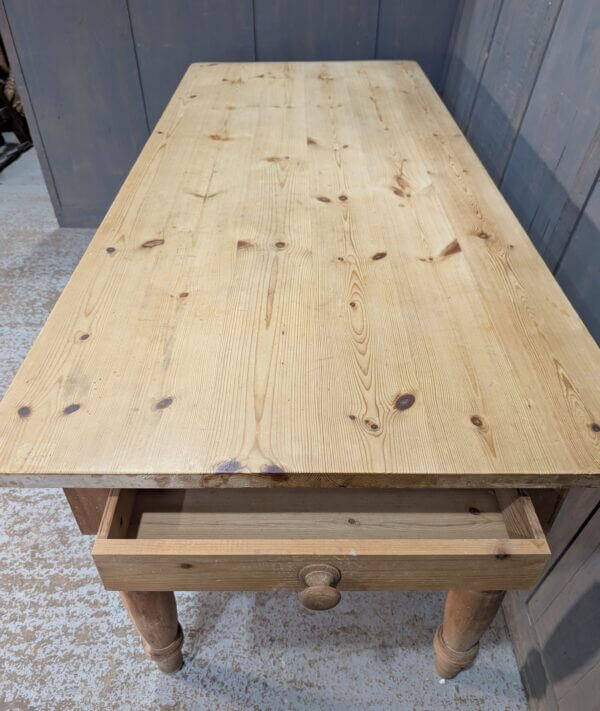 Classic Good Sized Pine Kitchen Table with Two Drawers