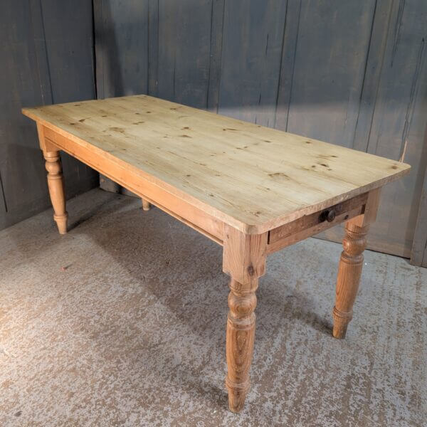 Classic Good Sized Pine Kitchen Table with Two Drawers