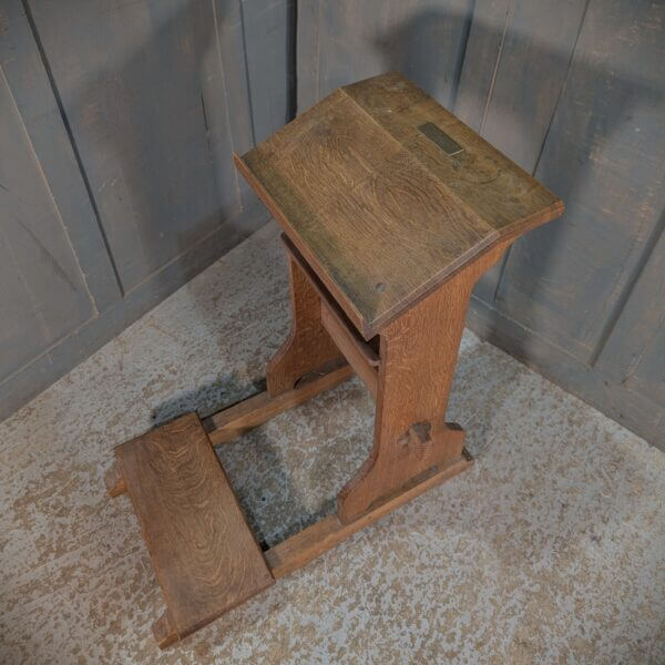 Charming Smaller Size Oak Prayer Desk Prie Dieu with Pegged Stretcher Shelf & Kneeler