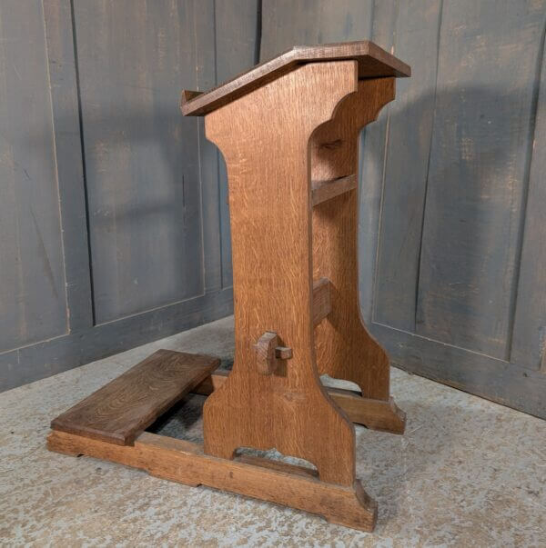 Charming Smaller Size Oak Prayer Desk Prie Dieu with Pegged Stretcher Shelf & Kneeler