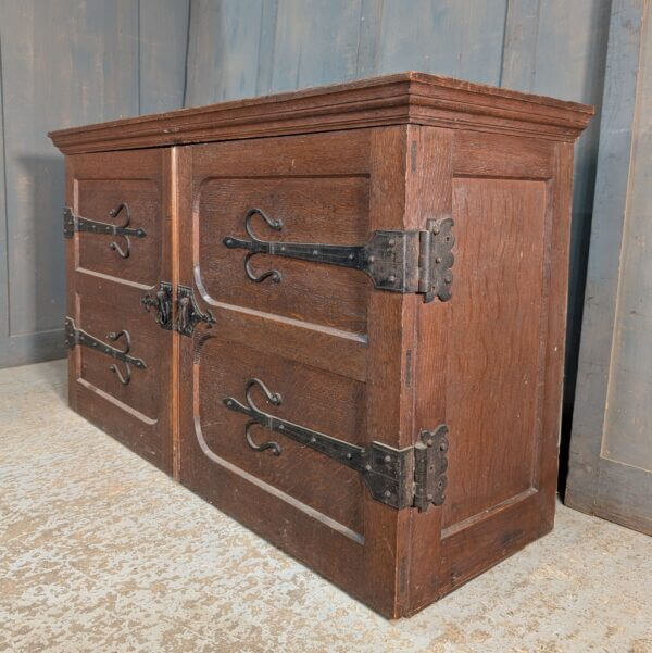 Very Fine Gothic Victorian Oak Smaller Size Vestry Chest with Doors