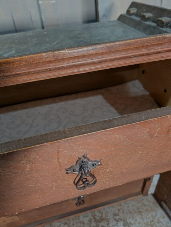 Very Fine Gothic Victorian Oak Smaller Size Vestry Chest with Doors