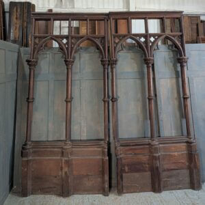 Two Tall Sections of Craved Oak Gothic Victorian Panelling from Holy Trinity Oxford