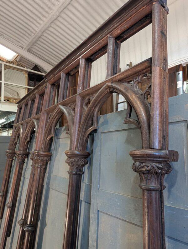 Two Tall Sections of Craved Oak Gothic Victorian Panelling from Holy Trinity Oxford