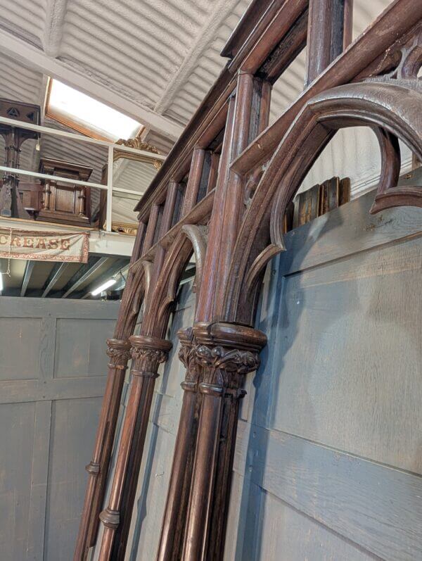 Two Tall Sections of Craved Oak Gothic Victorian Panelling from Holy Trinity Oxford