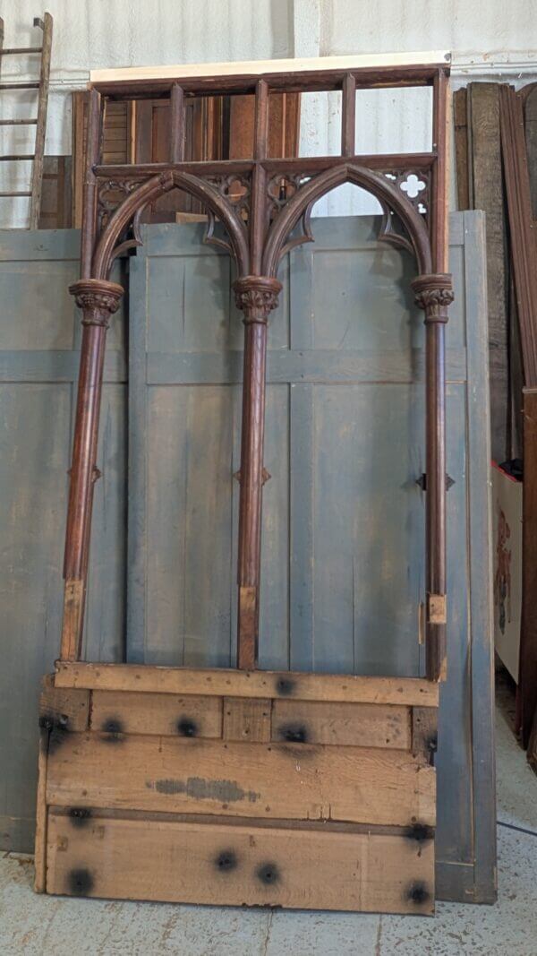 Two Tall Sections of Craved Oak Gothic Victorian Panelling from Holy Trinity Oxford