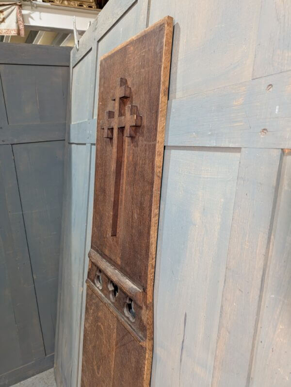 Oak Gothic Feature Panel with Trefoils and Cross