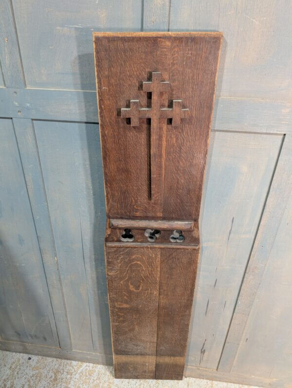 Oak Gothic Feature Panel with Trefoils and Cross