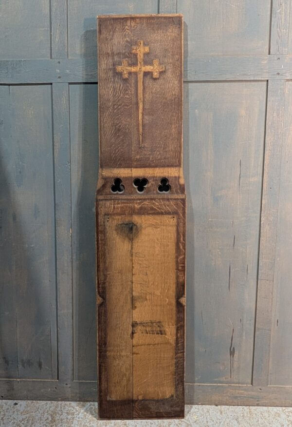 Oak Gothic Feature Panel with Trefoils and Cross