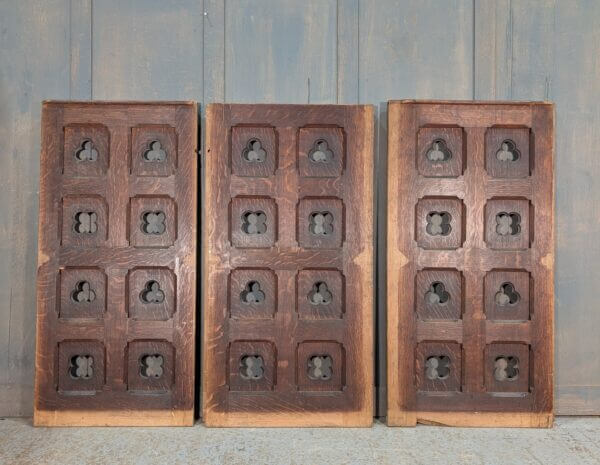 Three Sections of Simple Victorian Gothic Panelling with Quatro Foils