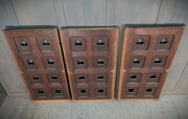 Three Sections of Simple Victorian Gothic Panelling with Quatro Foils