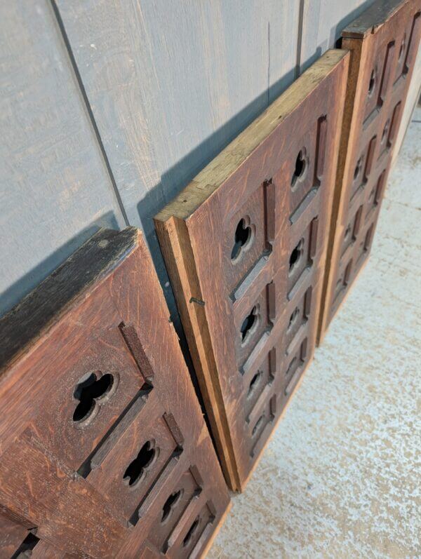 Three Sections of Simple Victorian Gothic Panelling with Quatro Foils