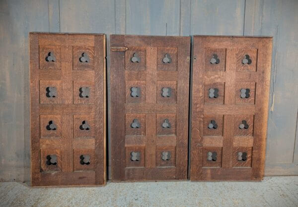 Three Sections of Simple Victorian Gothic Panelling with Quatro Foils