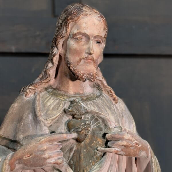 Good Quality Medium to Large French Religious Statue Christ The Sacred Heart