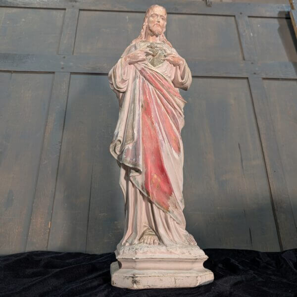 Good Quality Medium to Large French Religious Statue Christ The Sacred Heart