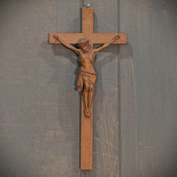 Nice Small 1960's Vintage Craved Wooden German Crucifix