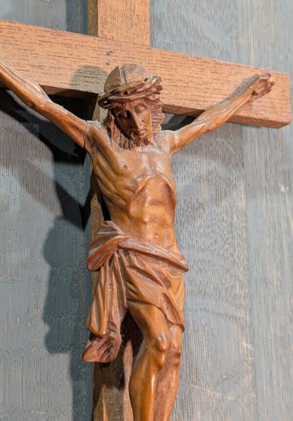 Nice Small 1960's Vintage Craved Wooden German Crucifix