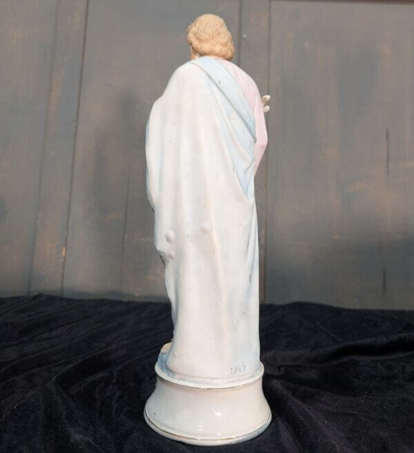 Medium Size Characterful and Unusual French Porcelain Religious Statue of St Joseph