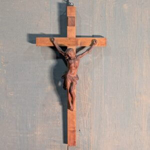 Carved Vintage French Small to Medium Two Tone Crucifix