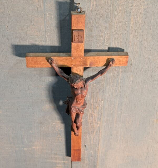 Carved Vintage French Small to Medium Two Tone Crucifix