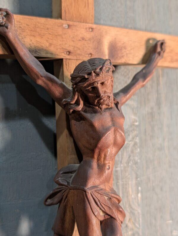 Carved Vintage French Small to Medium Two Tone Crucifix