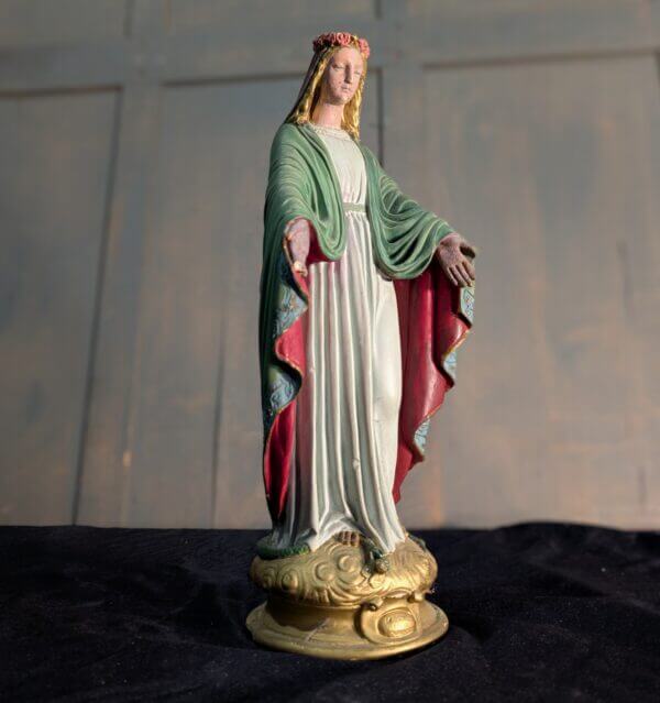 Unusual & Strangely Lovely Antique French Statue The Miraculous Madonna