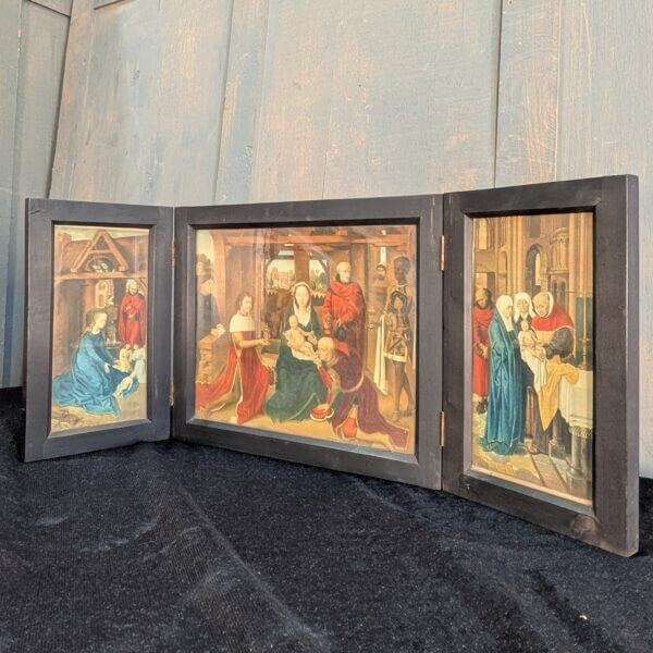 Late 19th Century French Small Travelling Icon Triptych of The Adoration of the Magi