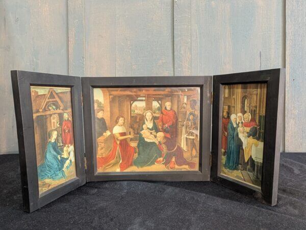 Late 19th Century French Small Travelling Icon Triptych of The Adoration of the Magi