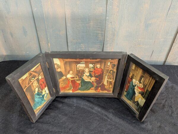 Late 19th Century French Small Travelling Icon Triptych of The Adoration of the Magi