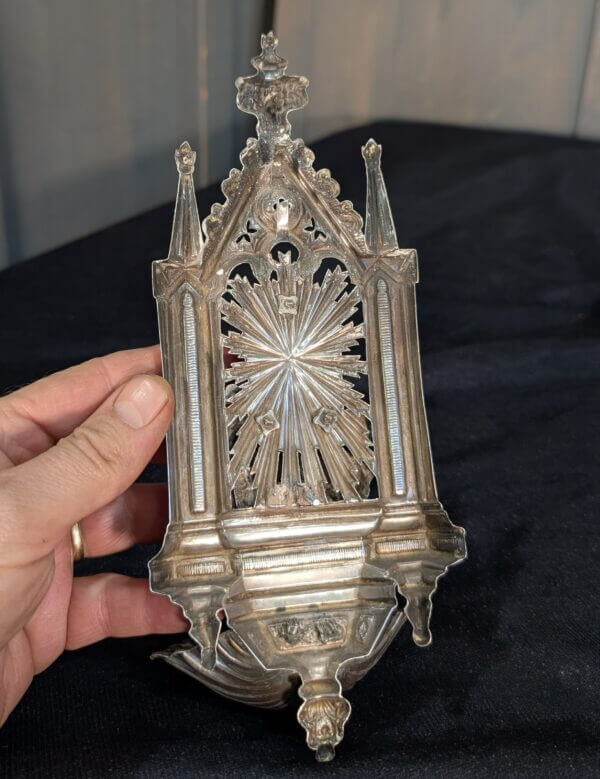 Fine Antique Probably Silver French Holy Water Stoop Piscina with Our Lady