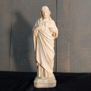 White Unpainted Religious Statue of Christ the Sacred Heart