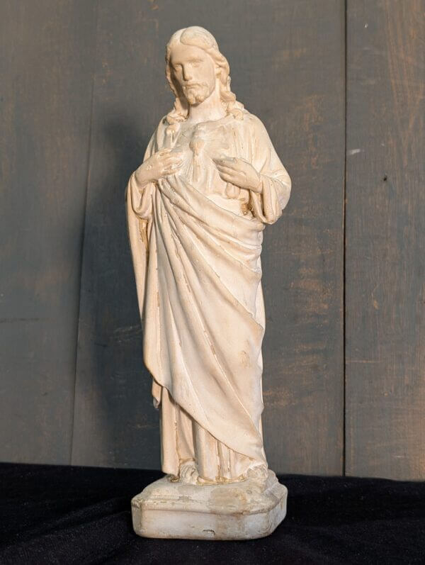 White Unpainted Religious Statue of Christ the Sacred Heart