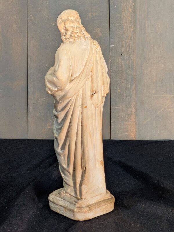 White Unpainted Religious Statue of Christ the Sacred Heart