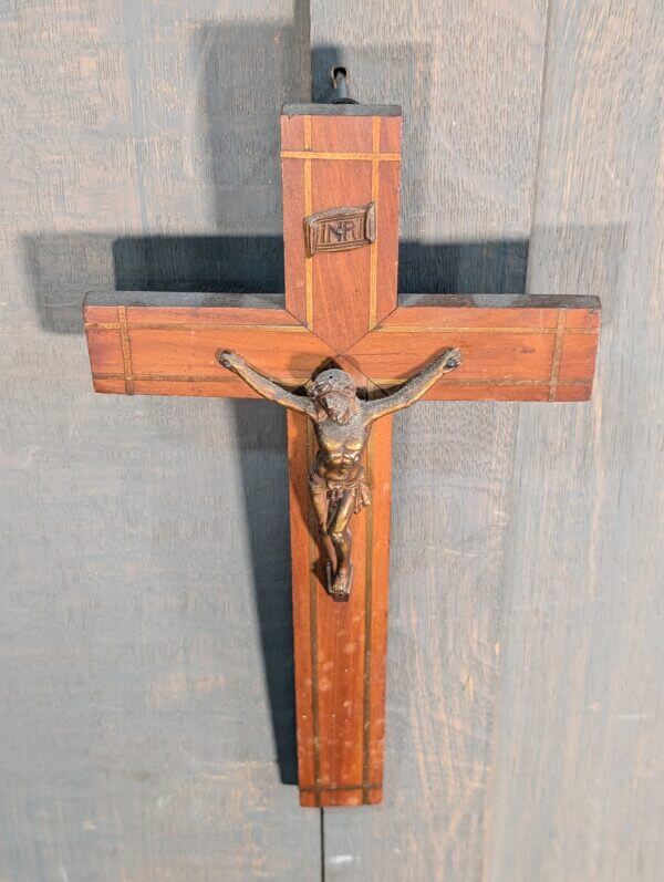 Brass Inlaid Souvenir Crucifix from Lourdes