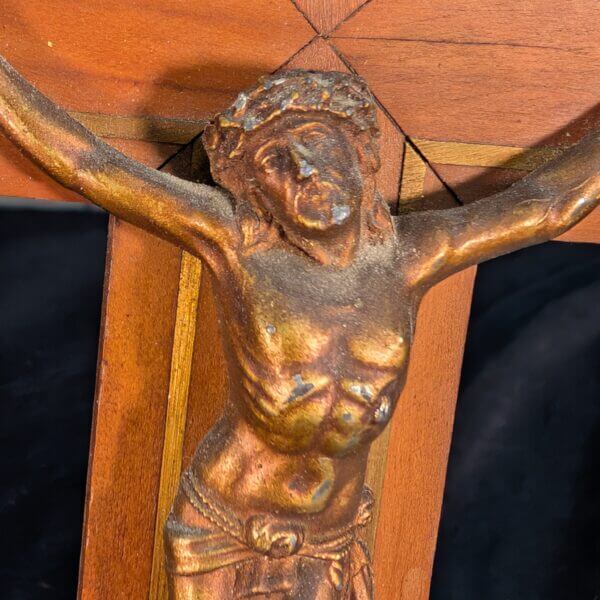 Brass Inlaid Souvenir Crucifix from Lourdes