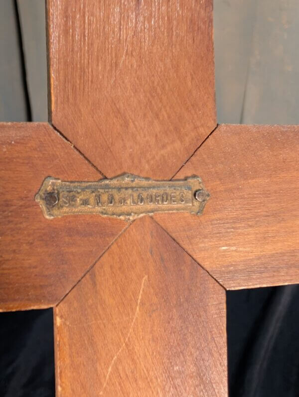 Brass Inlaid Souvenir Crucifix from Lourdes