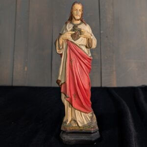 French Antique Statue of Christ The Sacred Heart