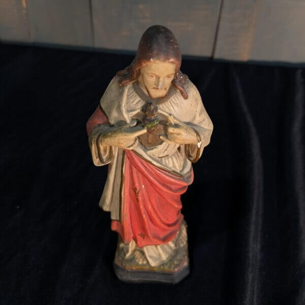 French Antique Statue of Christ The Sacred Heart