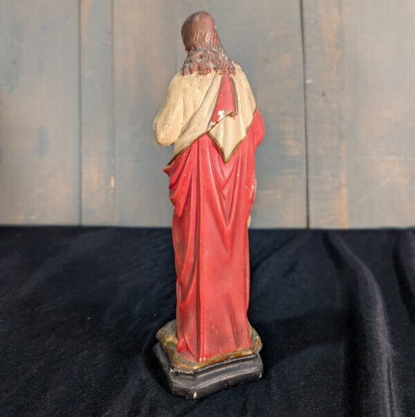 French Antique Statue of Christ The Sacred Heart