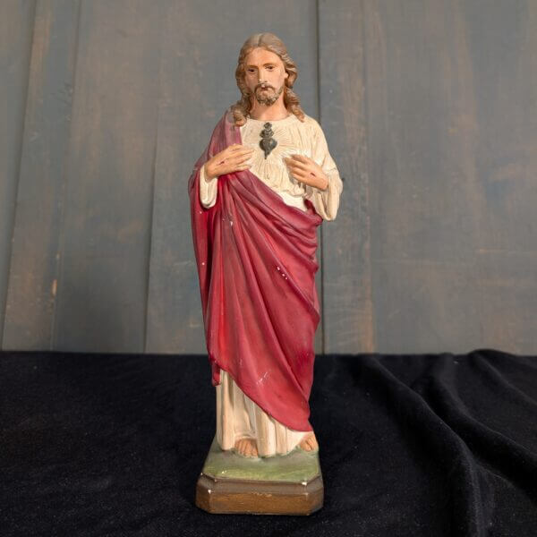 Antique Probably Irish Religious Statue of Christ The Sacred Heart