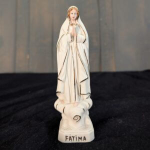 Strangely Glamorous Small Porcelain Statue of Our Lady of Fatima