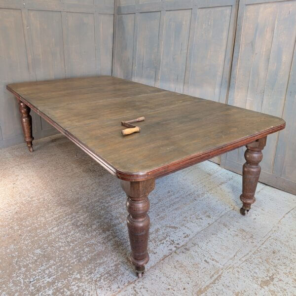 Long Or Short Handsome Strong & Well Made Oak Edwardian Antique Wind Out Table