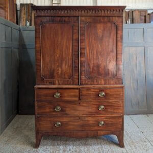 George III Mahogany Linen Press Large Chest of Drawers with Original Handles