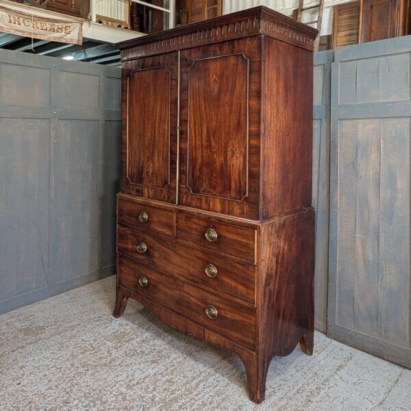 George III Mahogany Linen Press Large Chest of Drawers with Original Handles